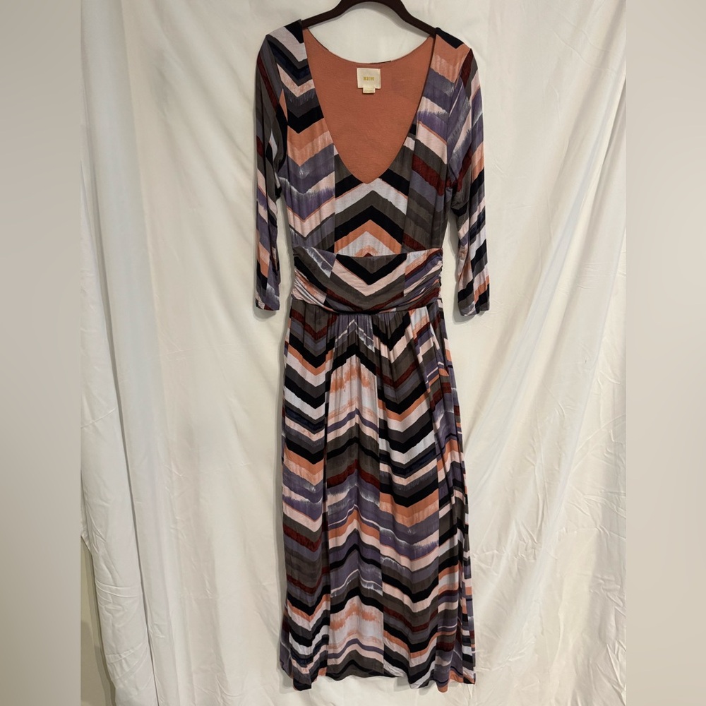 Maeve Multicolor Chevron Long Sleeve Maxi Dress